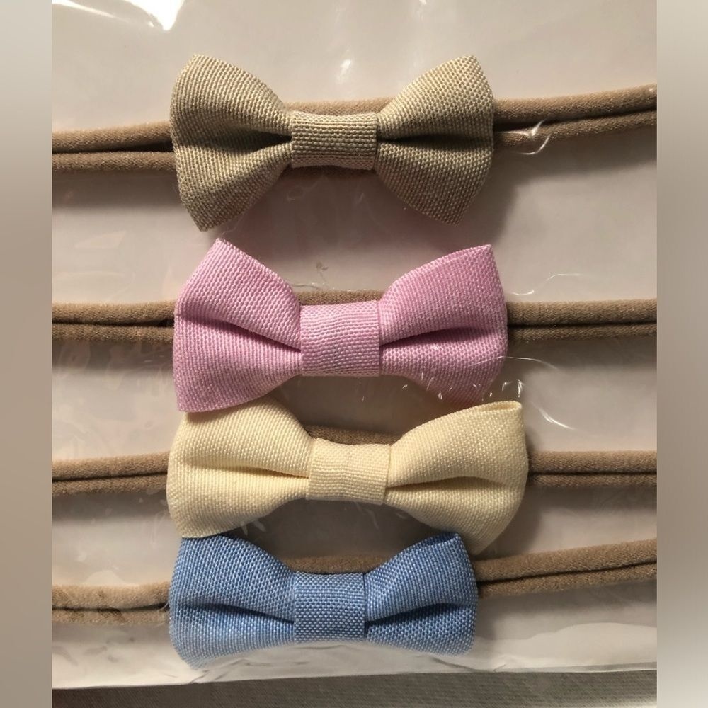 New Boutique 4 pack Hairbows 2inch Nylon Headband Baby Bows Easter Yellow Pink
